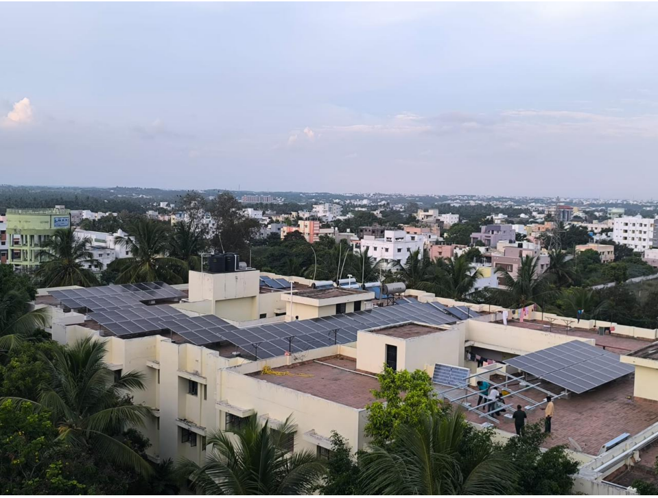 Rooftop solar installation at NGP College, Coimbatore, Tamil Nadu
